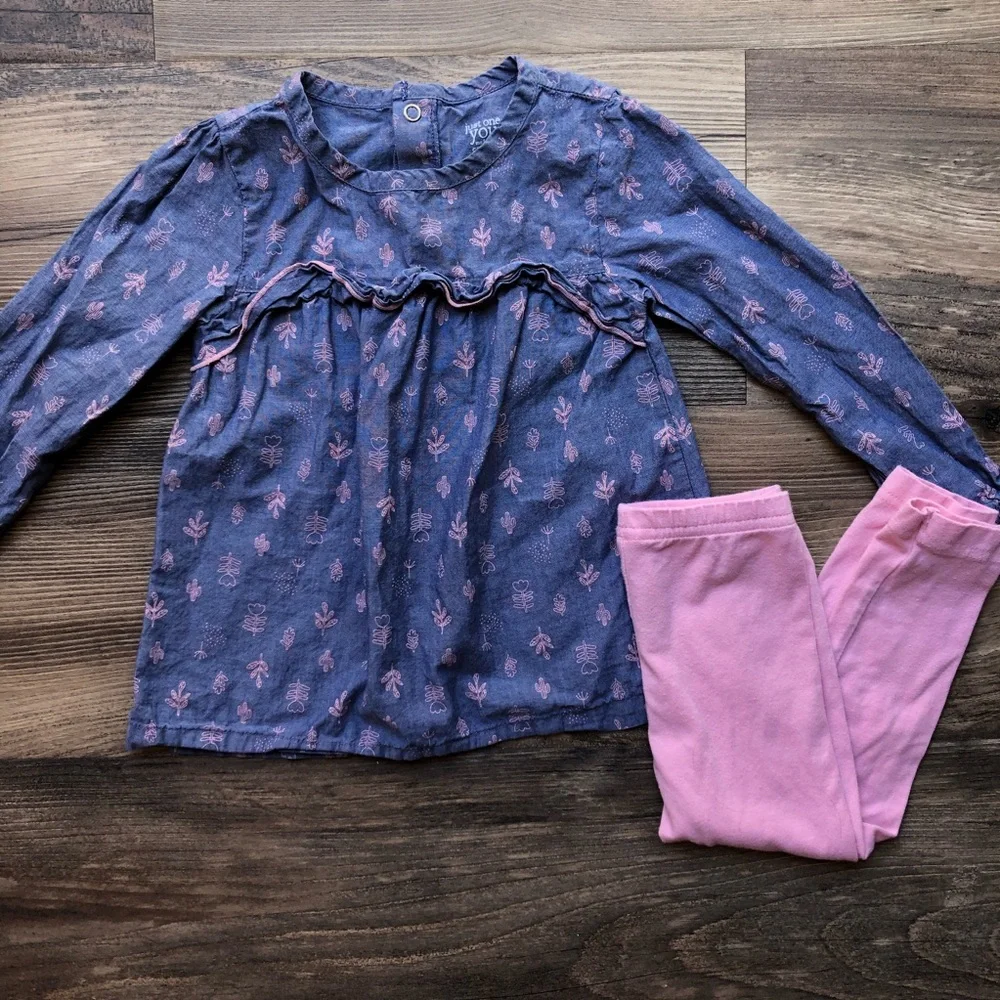 Just One You Carter's 2pc Chambray Cactus 2T - Picture 2 of 7